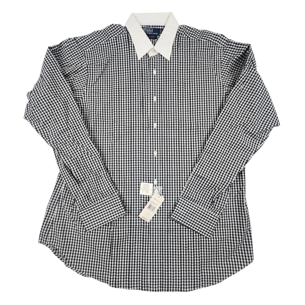 Vintage Polo Ralph Lauren Douglas Formal Shirt 17 XL Gingham Contrast Collar